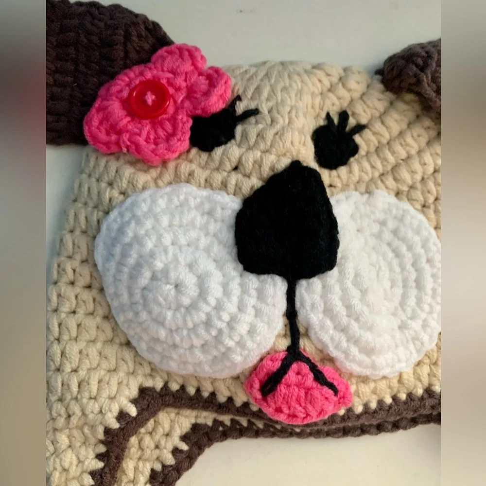 Crochet Puppy Dog Hat Youth Toddler Ear Flaps New